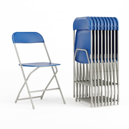 Flash Furniture Hercules Series Plastic Folding Chair Blue - 10 LB Weight Capacity Comfortable Event Chair-Lightweight Folding Chair, PK10 10-LE-L-3-BLUE-GG